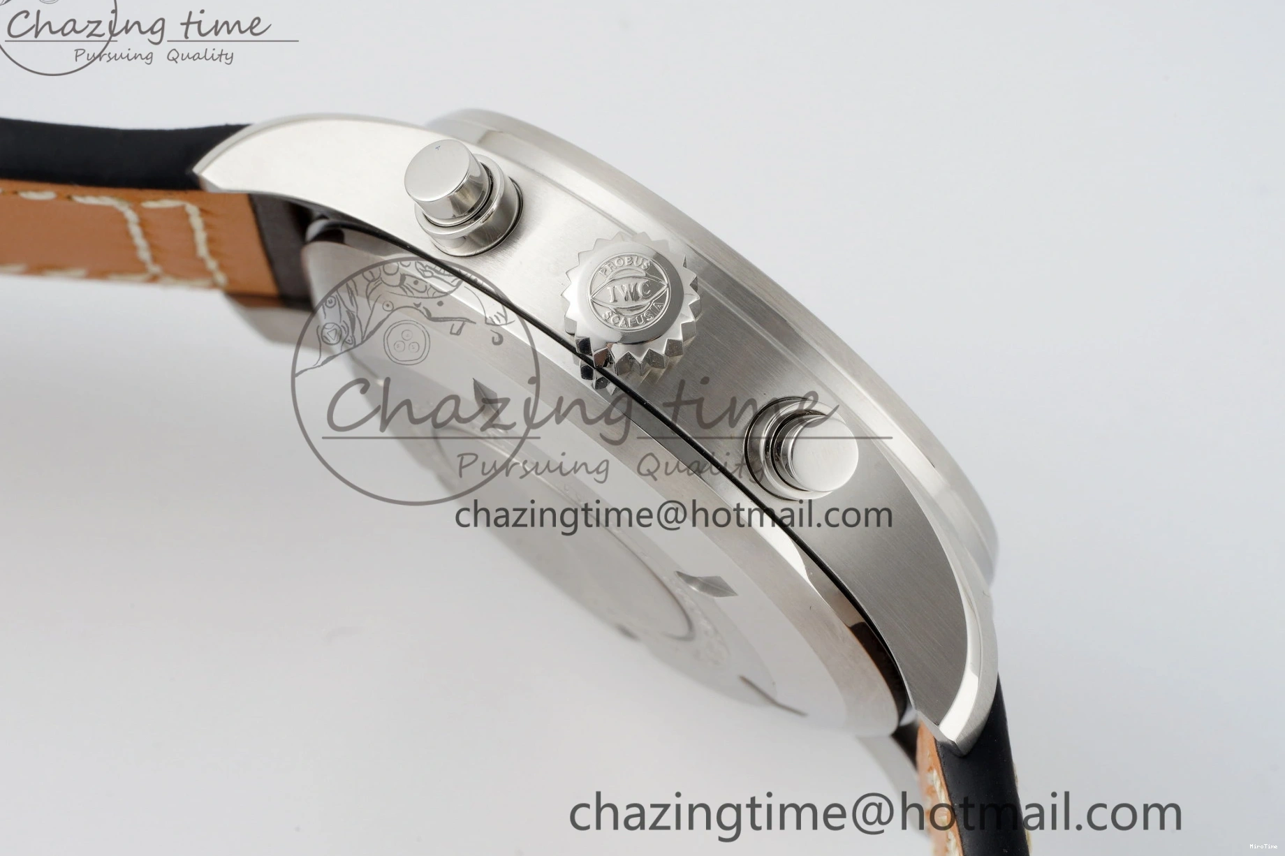 MIROTIME 0326 Bright Pilot Chrono SS AZF 1:1 Best Edition Green Dial on Brown Leather Strap A 7059